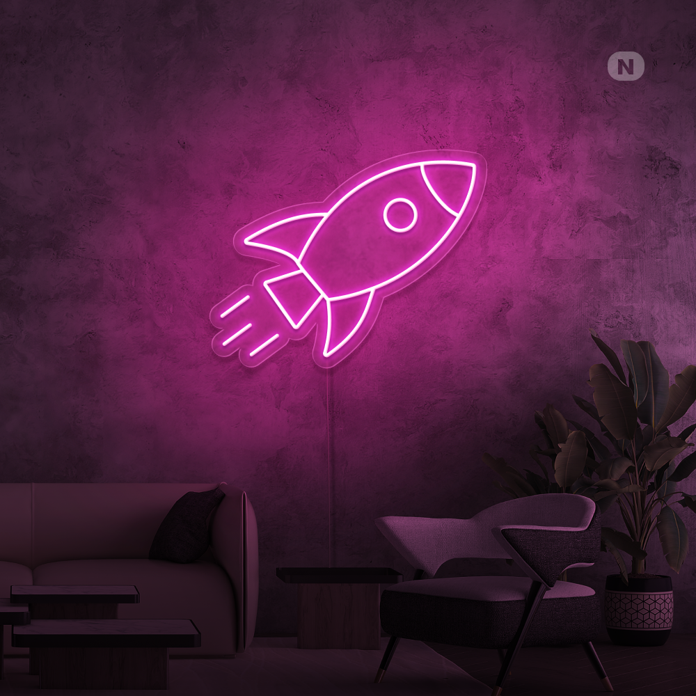 Sinal de néon Foguetão