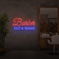 Sinal de néon Barber Cut & Shave