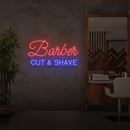 Sinal de néon Barber Cut & Shave