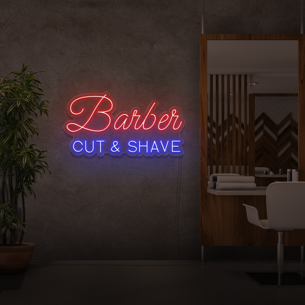 Sinal de néon Barber Cut & Shave