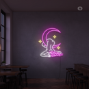 Sinal de néon Lua Nuvem Estrelas