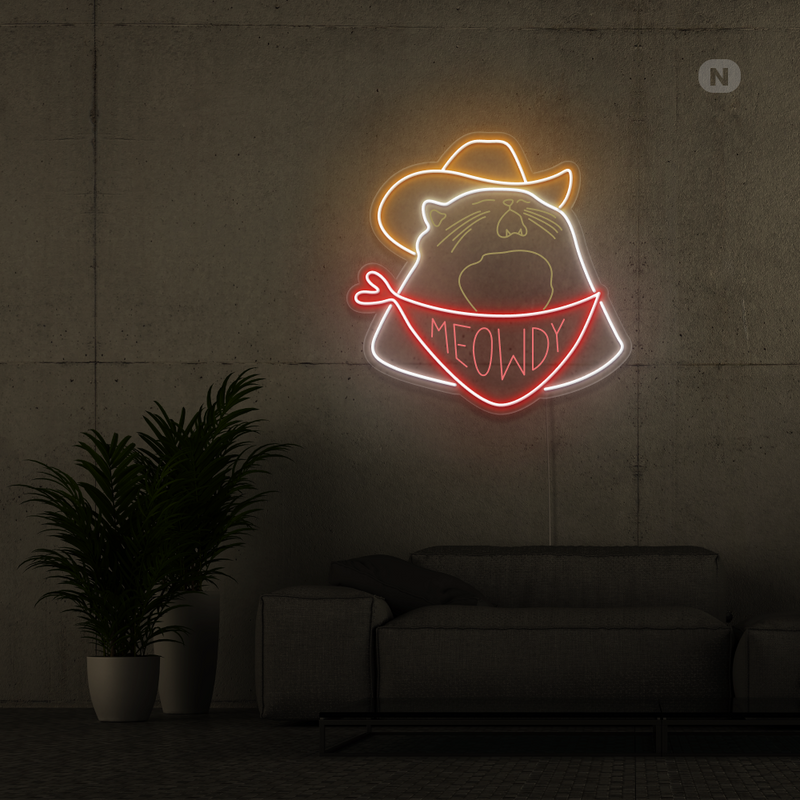 Sinal de néon Gato cowboy