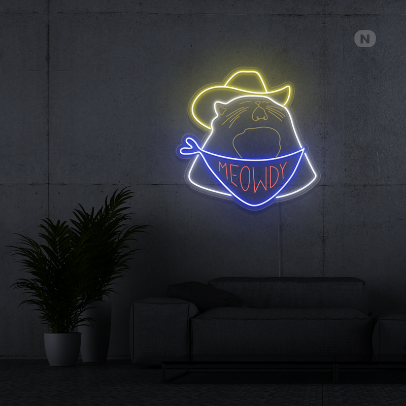 Sinal de néon Gato cowboy