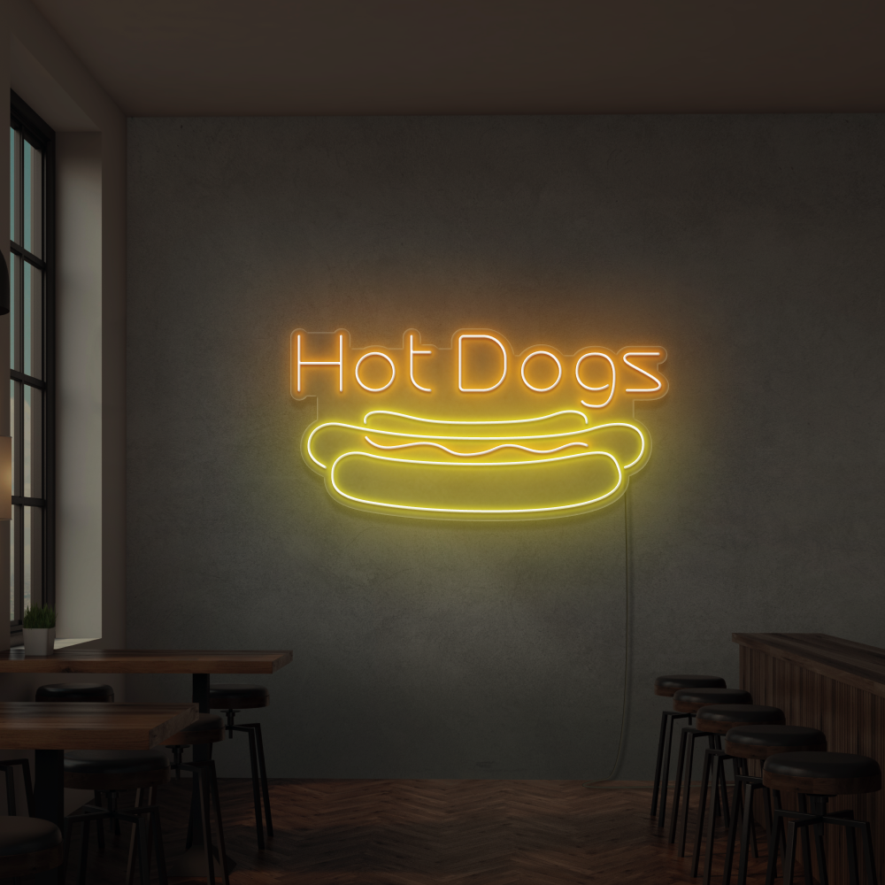 Sinal de néon Hot Dogs