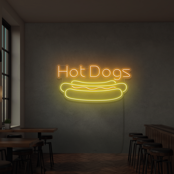 Sinal de néon Hot Dogs