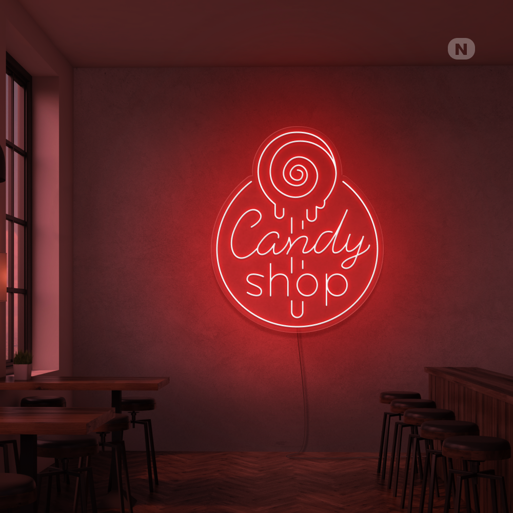 Sinal de néon Candy Shop