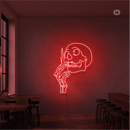 Sinal de néon Cabeça de caveira para fumar