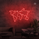 Sinal de néon Mapa do mundo