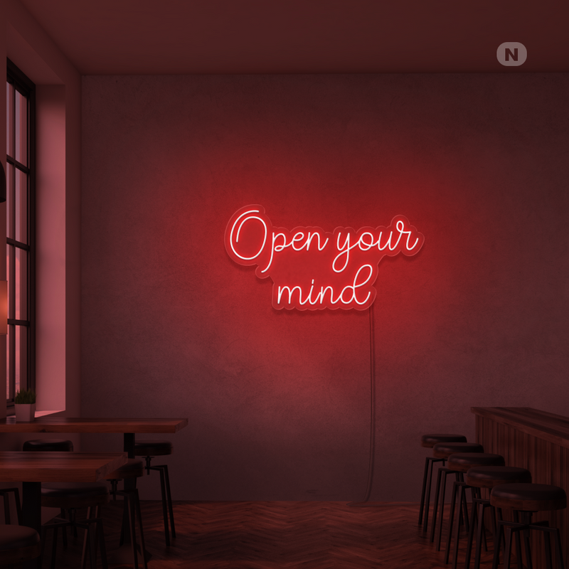 Sinal de néon Open your mind