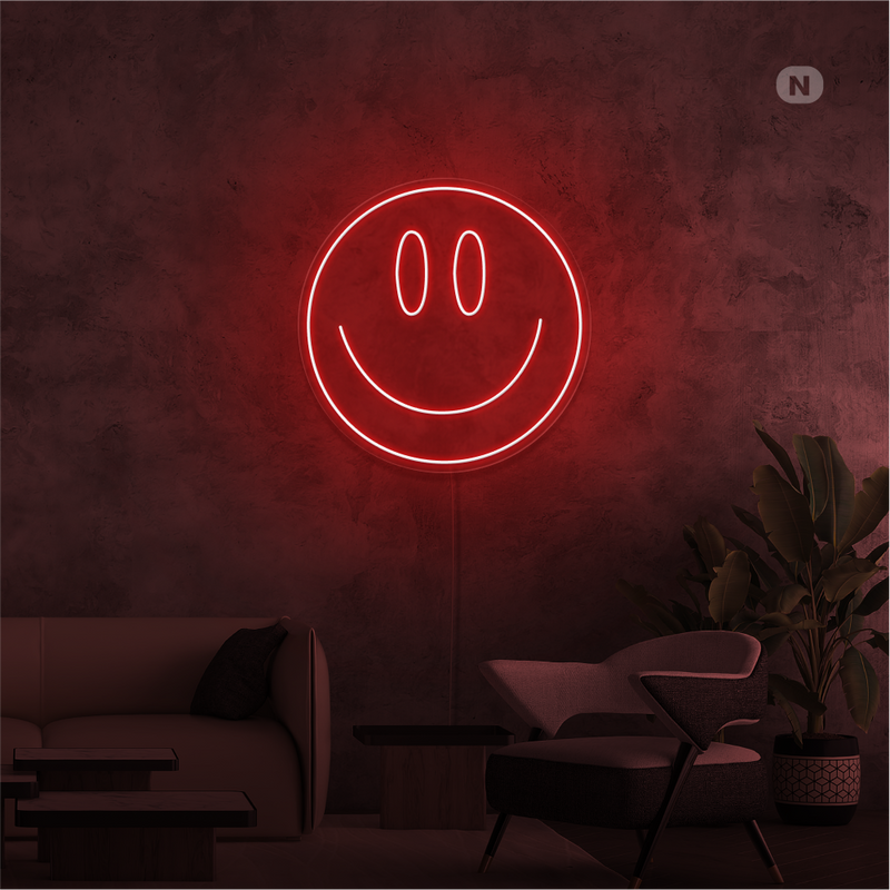 Sinal de néon Cara sorridente