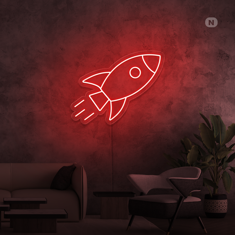Sinal de néon Foguetão