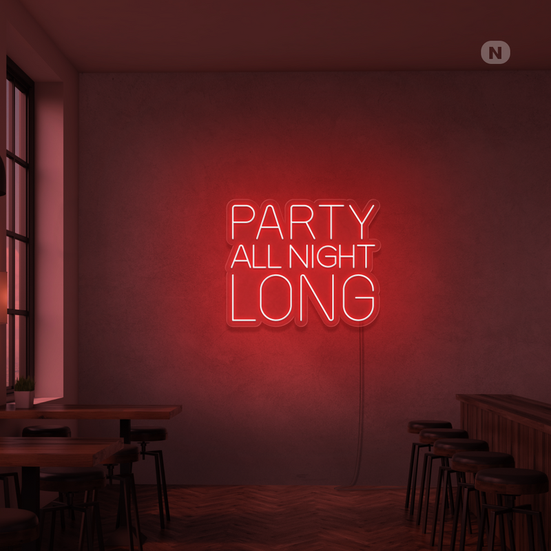 Sinal de néon Party All Night Long
