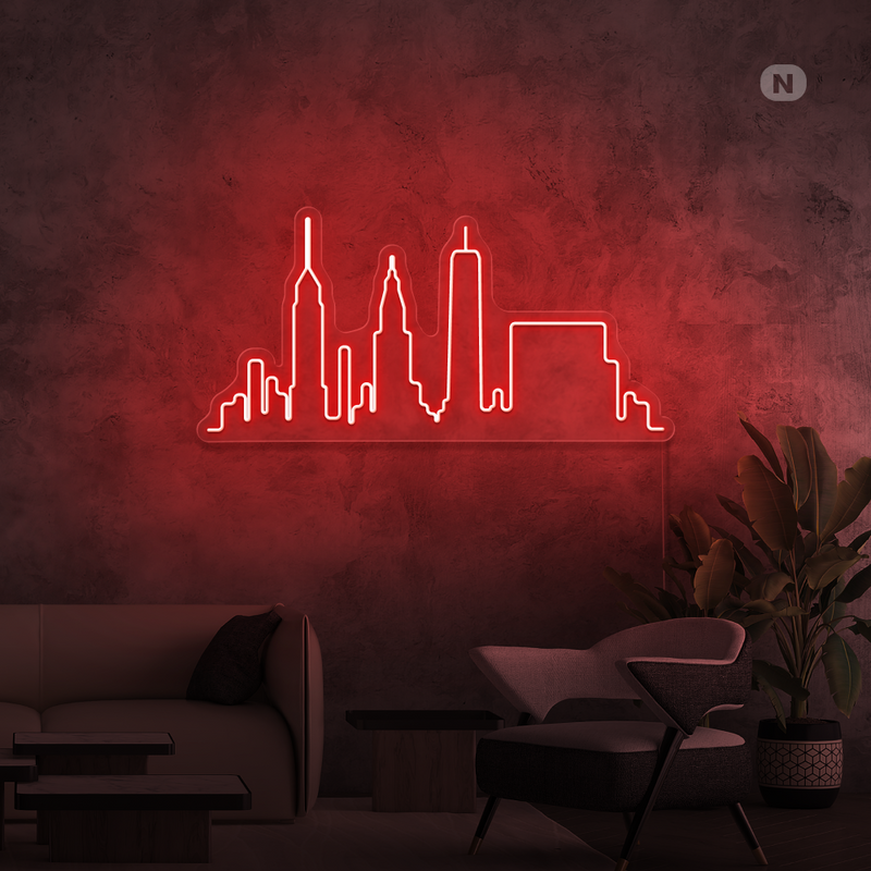 Sinal de néon Skyline New York