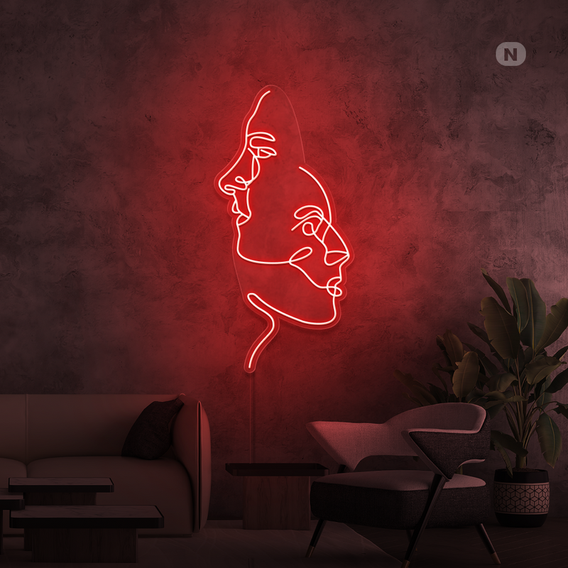 Sinal de néon Os rostos