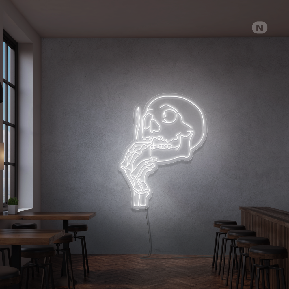 Sinal de néon Cabeça de caveira para fumar