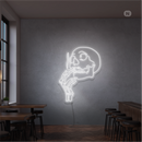 Sinal de néon Cabeça de caveira para fumar