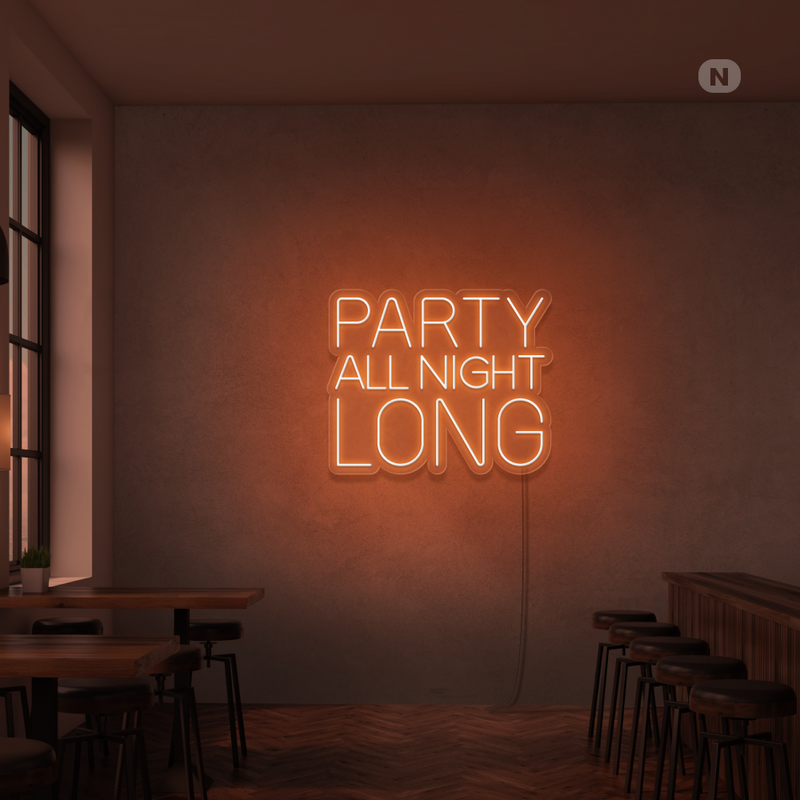 Sinal de néon Party All Night Long