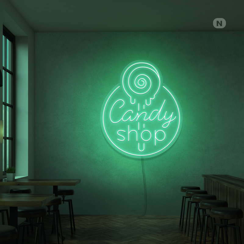 Sinal de néon Candy Shop