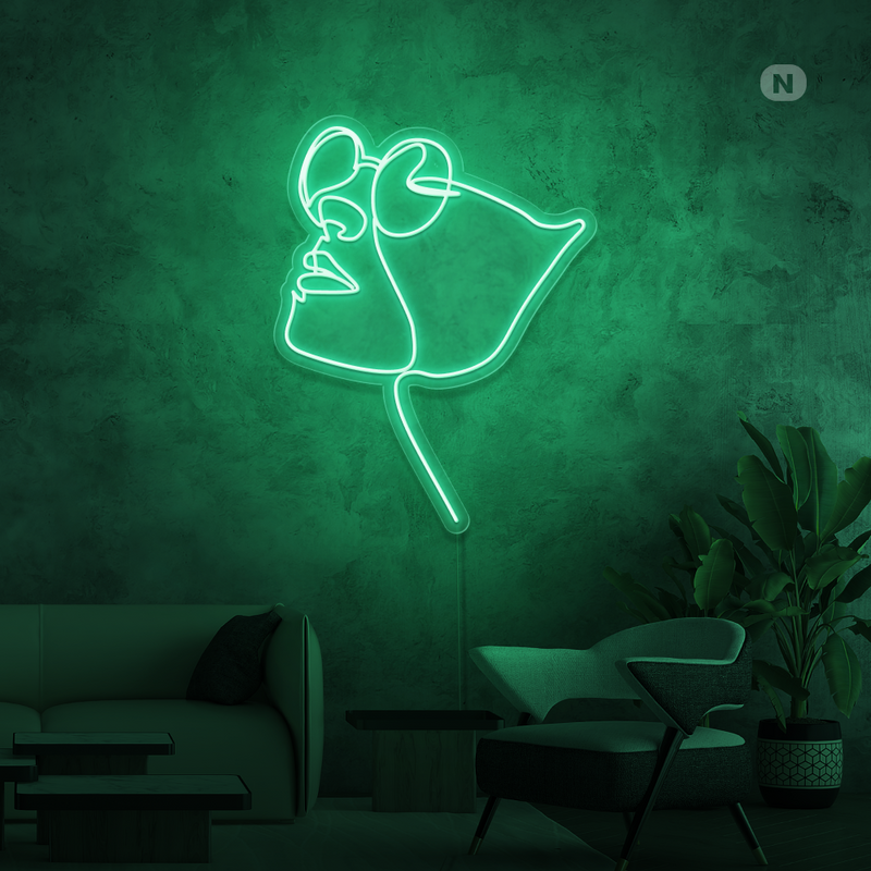 Sinal de néon Rosto com óculos