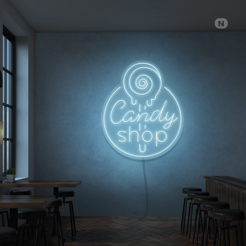 Sinal de néon Candy Shop