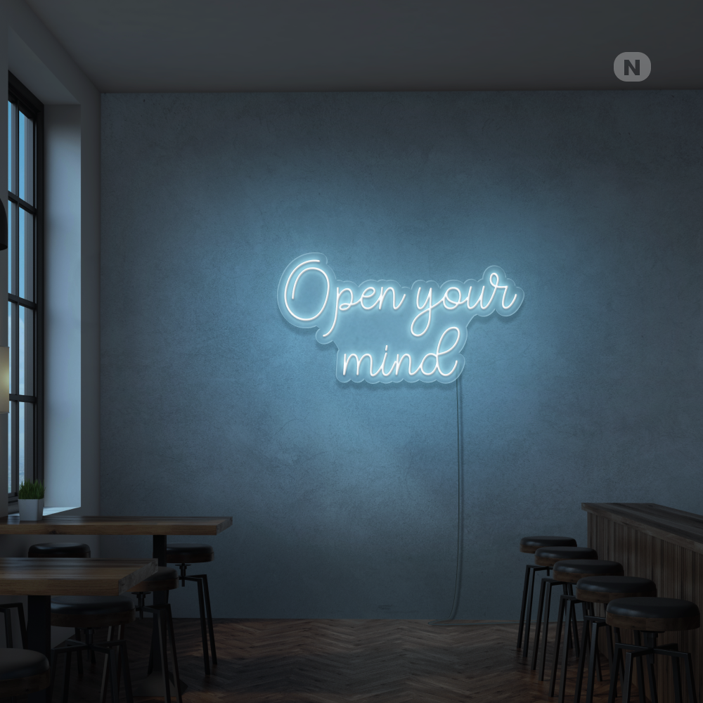 Sinal de néon Open your mind