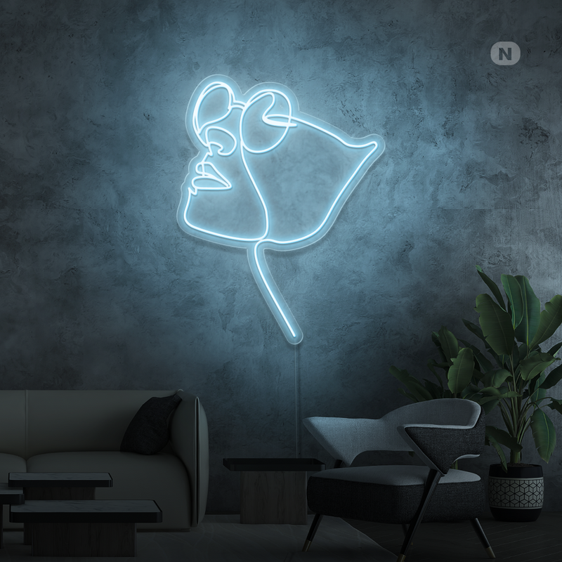 Sinal de néon Rosto com óculos