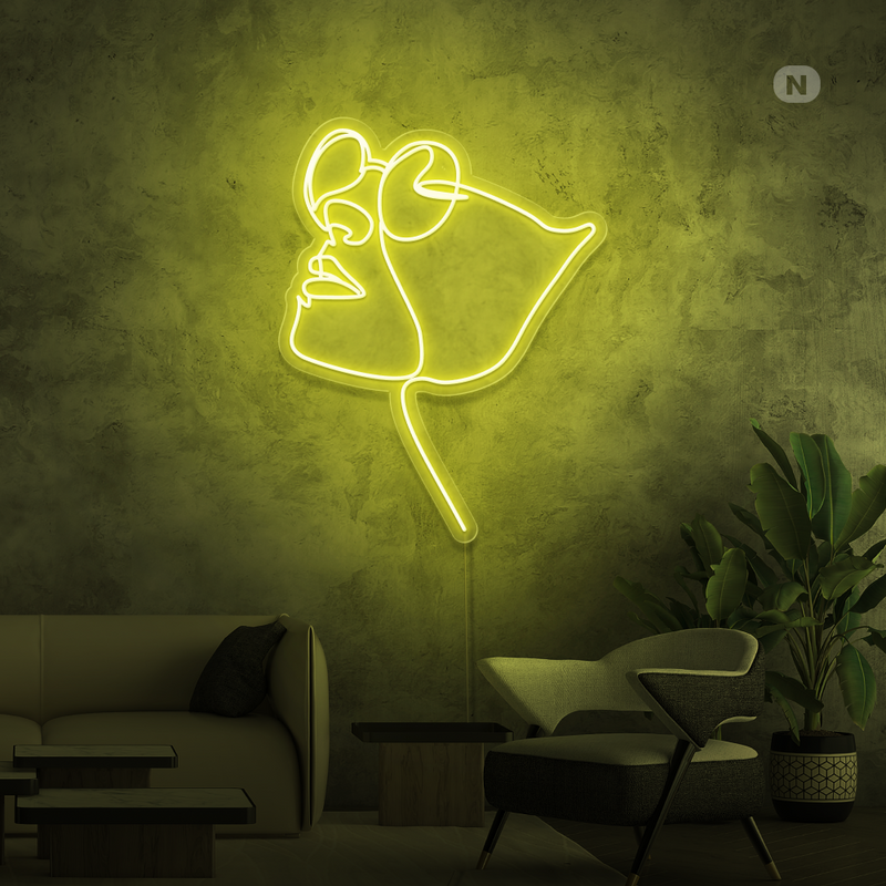 Sinal de néon Rosto com óculos