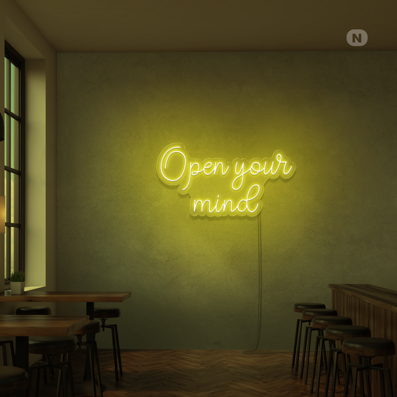 Sinal de néon Open your mind
