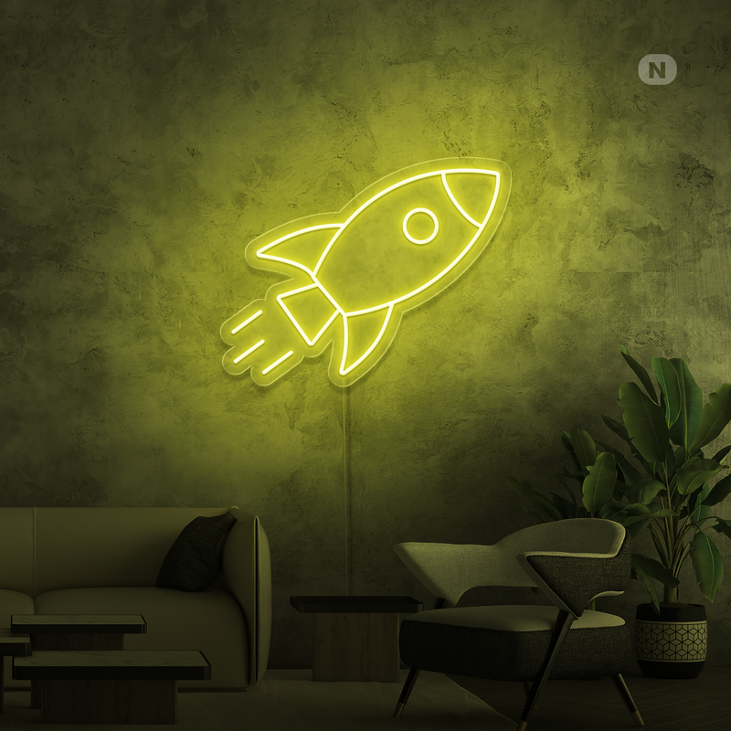 Sinal de néon Foguetão