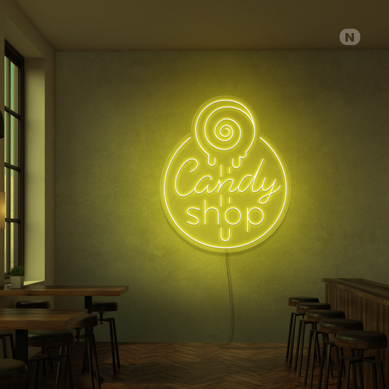 Sinal de néon Candy Shop