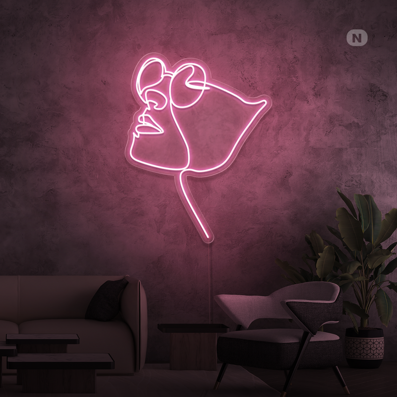 Sinal de néon Rosto com óculos