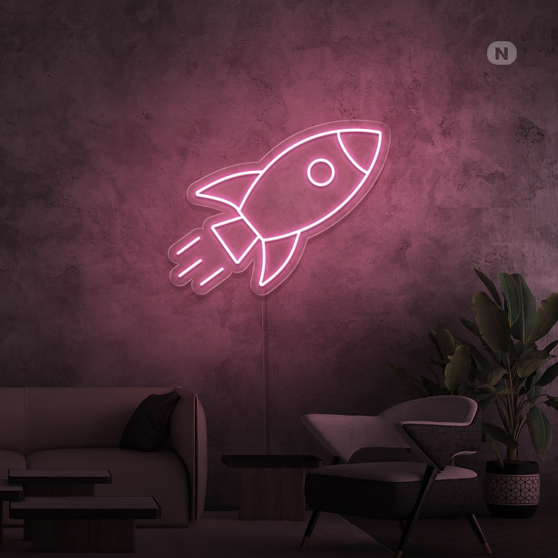 Sinal de néon Foguetão