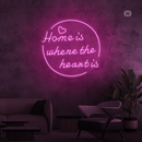 Sinal de néon home is where the heart is