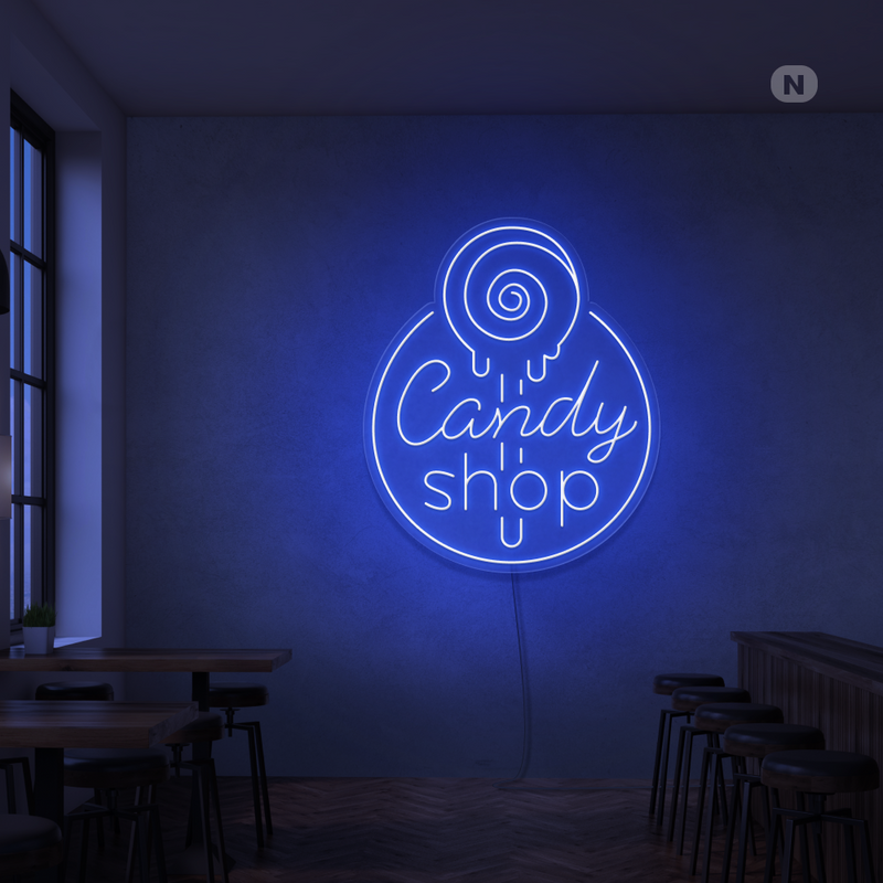Sinal de néon Candy Shop