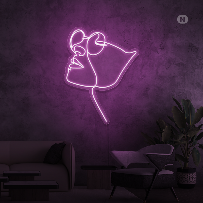 Sinal de néon Rosto com óculos