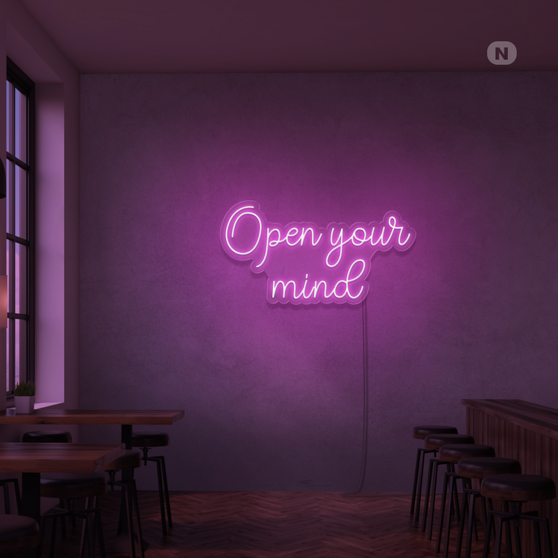 Sinal de néon Open your mind