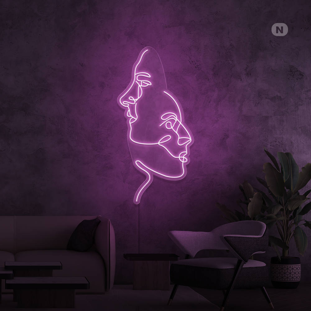 Sinal de néon Os rostos