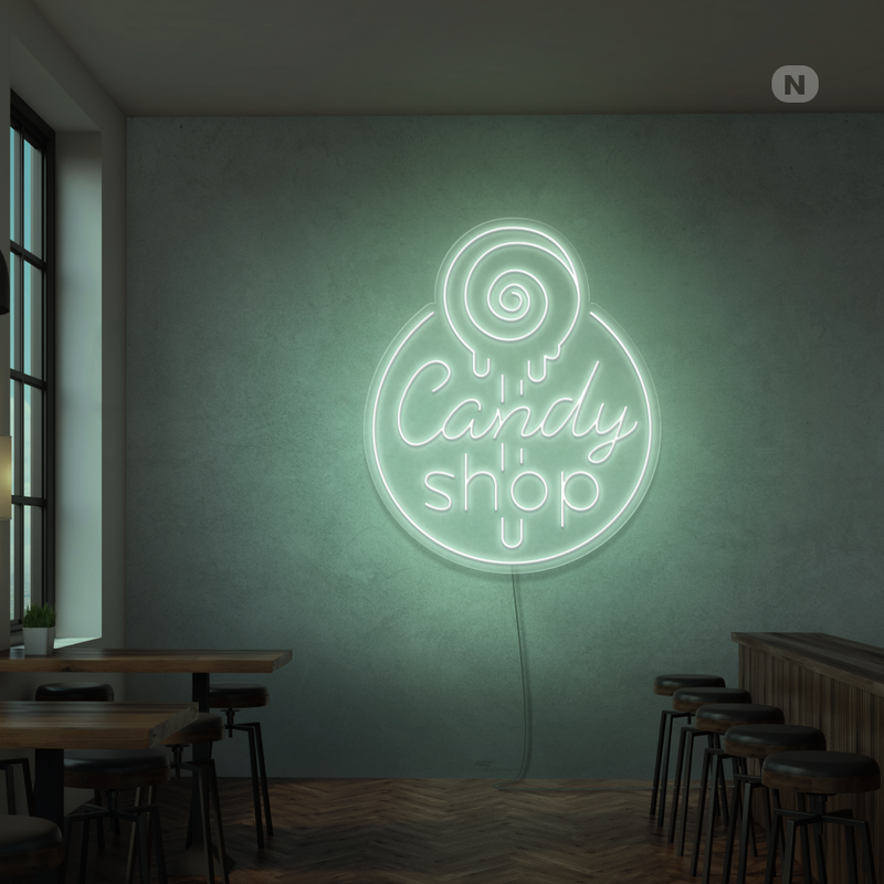 Sinal de néon Candy Shop