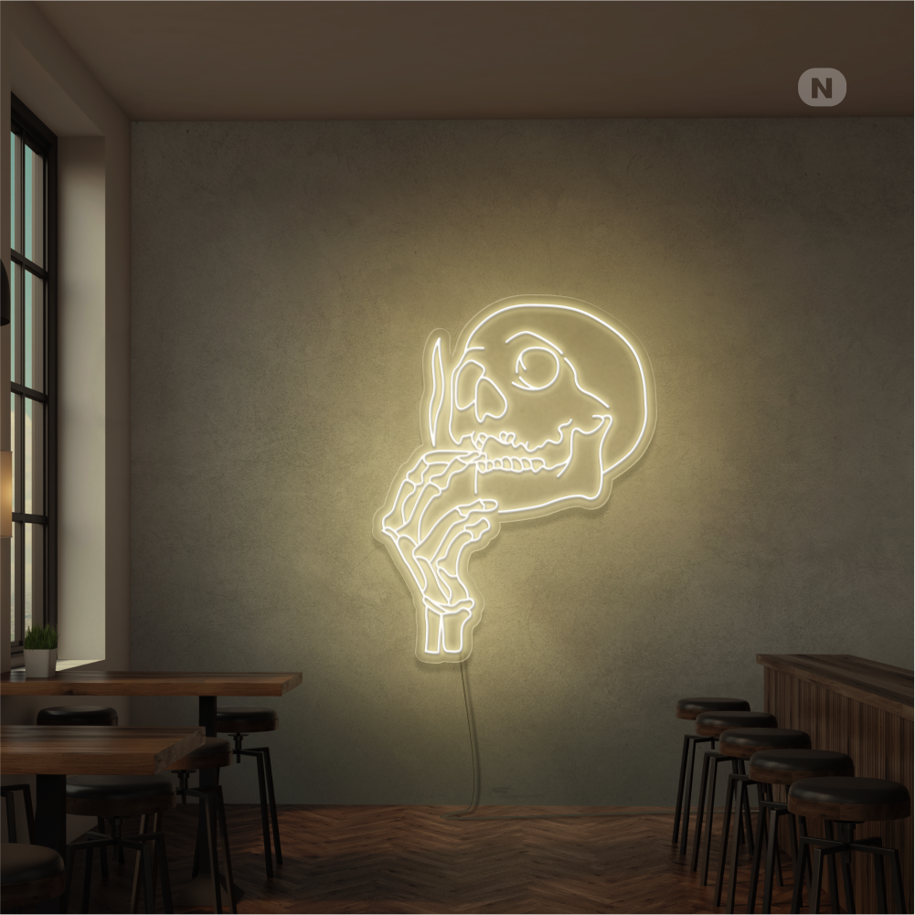 Sinal de néon Cabeça de caveira para fumar