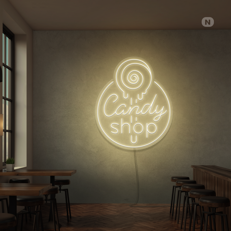 Sinal de néon Candy Shop