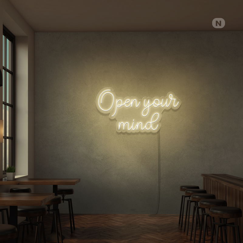 Sinal de néon Open your mind